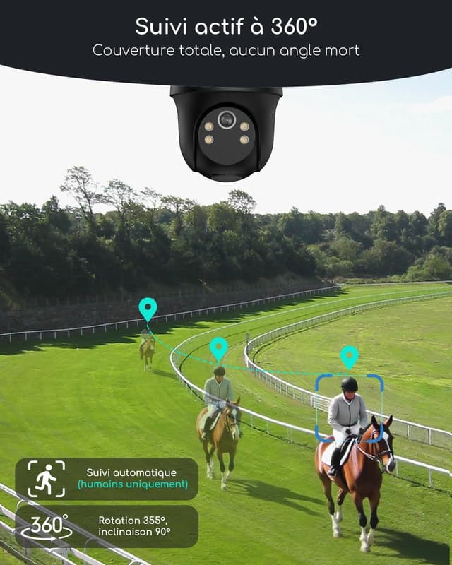 Detalle de COOAU 4G AOV Caméra de surveillance extérieure PTZ 2K UHD avec eSIM et recharge solaire