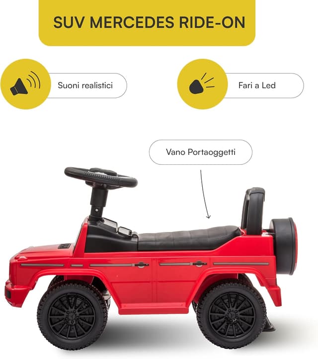 Thumbnail 3 de Baroni Toys Suv Mercedes Ride-On 1-4 anni 69,5x29x43 cm Rosso