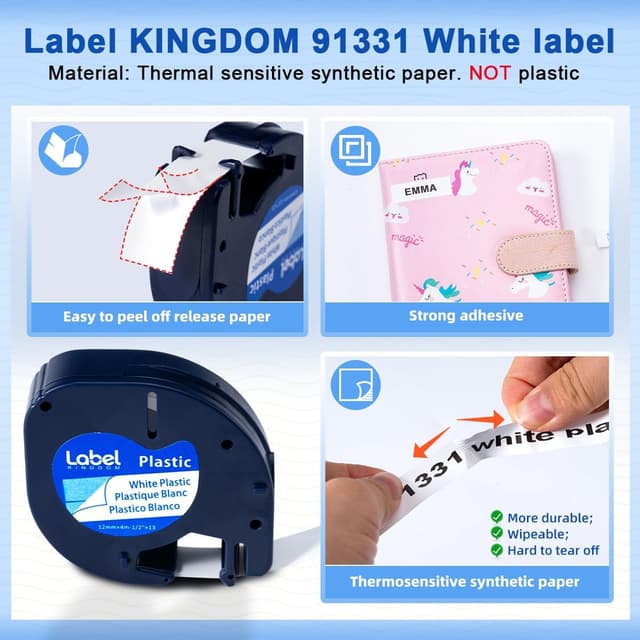 Detalle de Label KINGDOM Compatible LetraTag 12mm Tape 5-Pack
