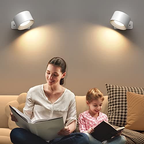 Detalle 2 de Mexllex Lámpara de Pared LED 2 uds con giro 360° y carga USB (3 modos de color, 3 niveles de brillo)