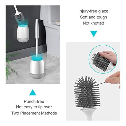 Detalle 2 de EWEIMA Escobillas WC de silicona con secado rápido y portaescobillas (montaje en pared o suelo) — gris