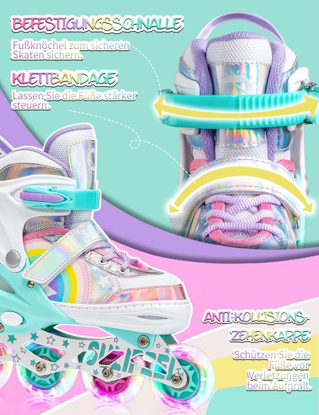 Thumbnail 1 de SULIFEEL Rainbow Unicorn Rollschuhe für Kinder