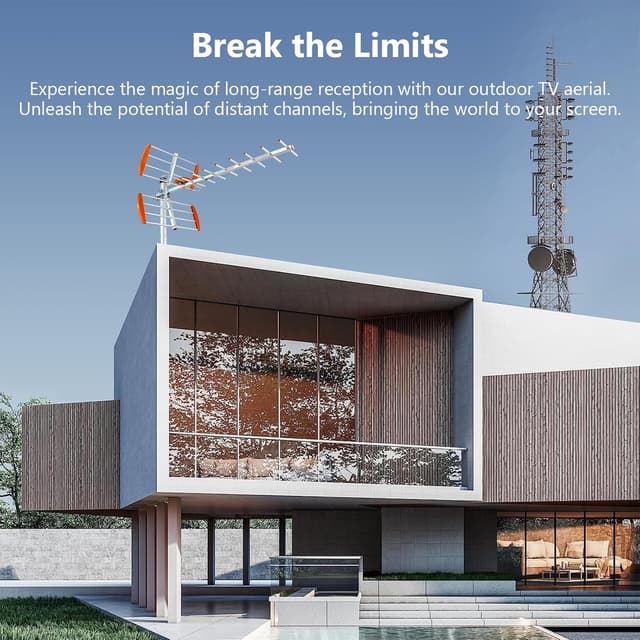 Detalle de AtomDream Tech Outdoor TV Aerial for Freeview HD (360° reception, waterproof, 10m coax)