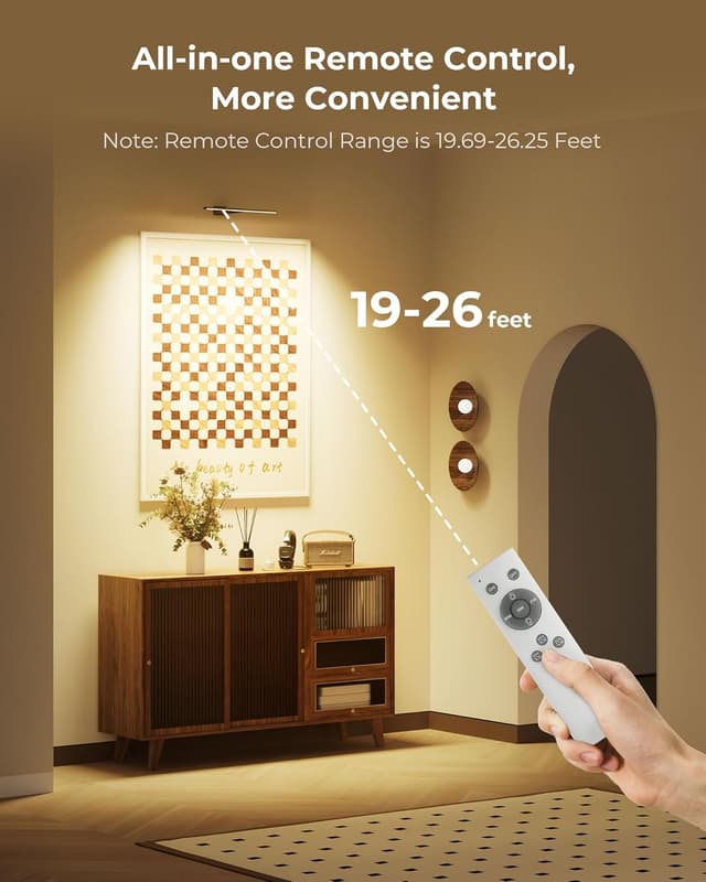 Detalle de PopoIron kabellose Bildbeleuchtung mit 12.000-mAh Akku, dimmbarer LED-Wandleuchte + Fernbedienung (schwarz)