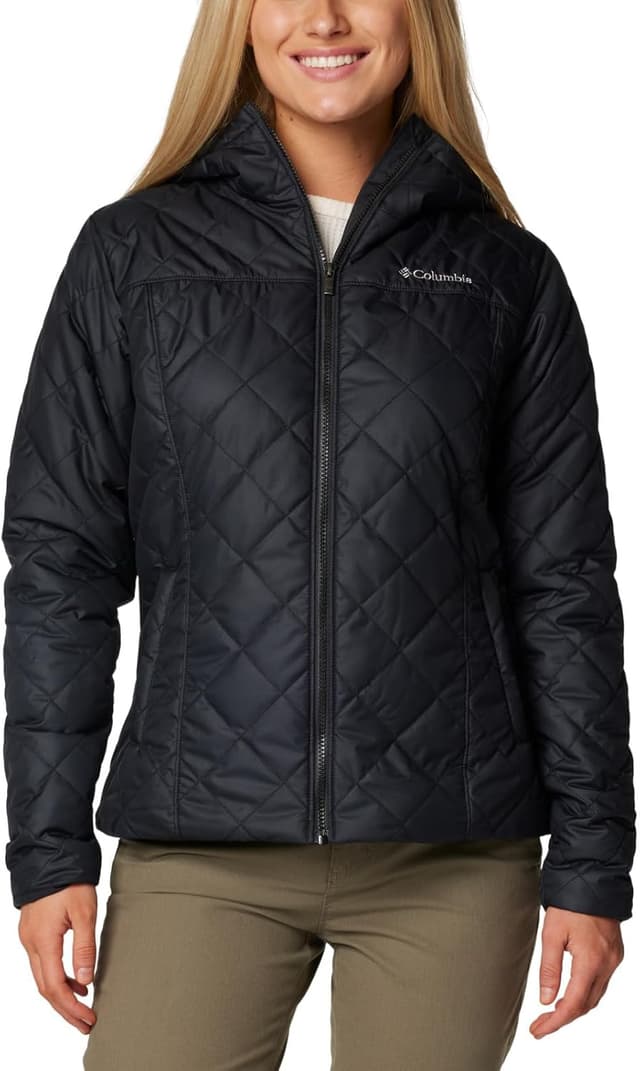 Detalle de Columbia Damen Copper Crest II Kapuzenjacke (Black, Größe XL) – mit synthetischer Daunenisolierung