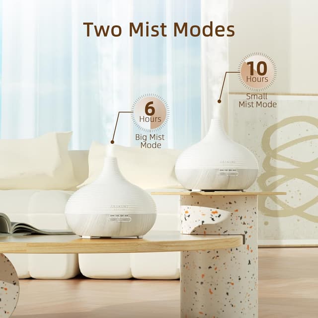 Detalle de ASAKUKI Diffusor 300 ml für Duftöle mit Ultraschall, 7-farbigem LED-Licht und Automatikschutz