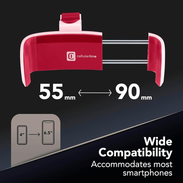 Detalle 1 de Cellularline Car Holder Universel pour smartphone – support voiture orientable à 360° (rose)