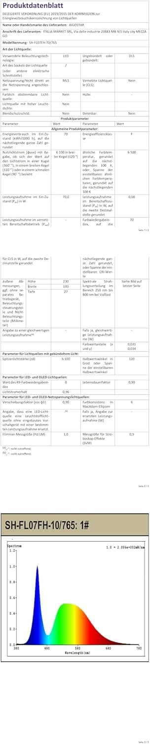 Thumbnail 6 de Aigostar Faretto LED da esterno 70W 6100LM IP65 6500K bianca fredda (2 pezzi) con supporto regolabile