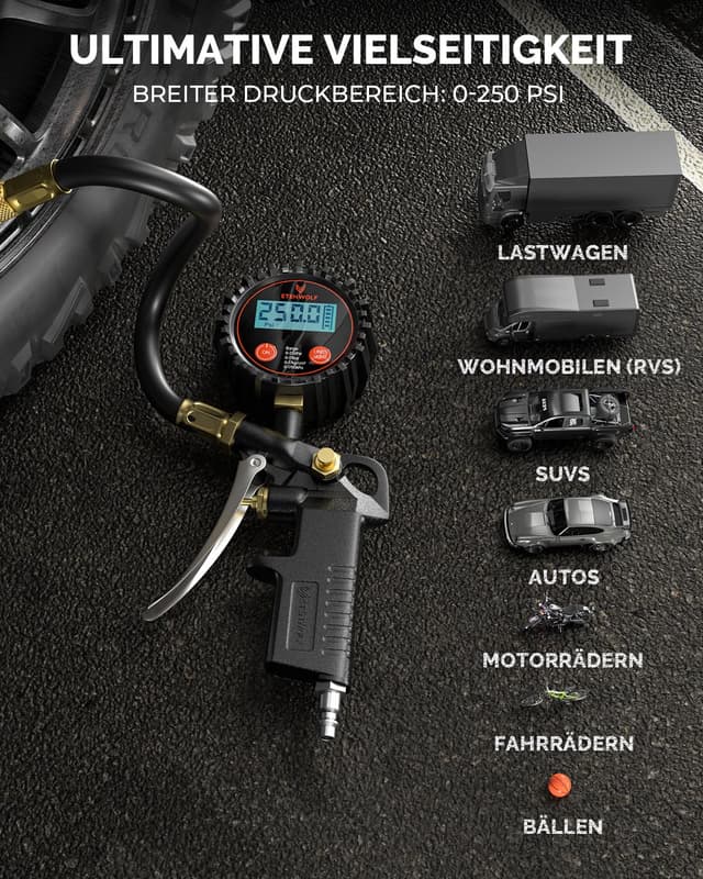 Detalle de ETENWOLF T500 Digitaler Luftdruckprüfer 0-17 Bar