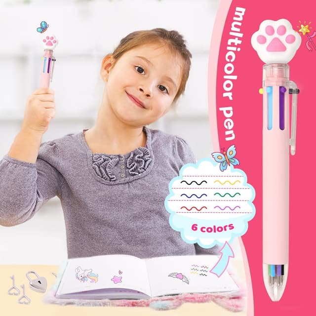 Detalle de PrinBarBee Cat Diary for Girls with Lock and Keys (Tie-Dye Fuzzy Hardcover Notebook, 160 Double-Sided Pages) — A Star-Cat