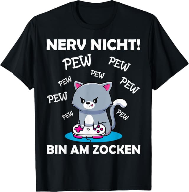Detalle de Gaming Katze T-Shirt als Gamer Spruch