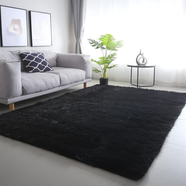 Thumbnail 6 de Grey Shag Area Rug 9x12 plush bedroom carpet