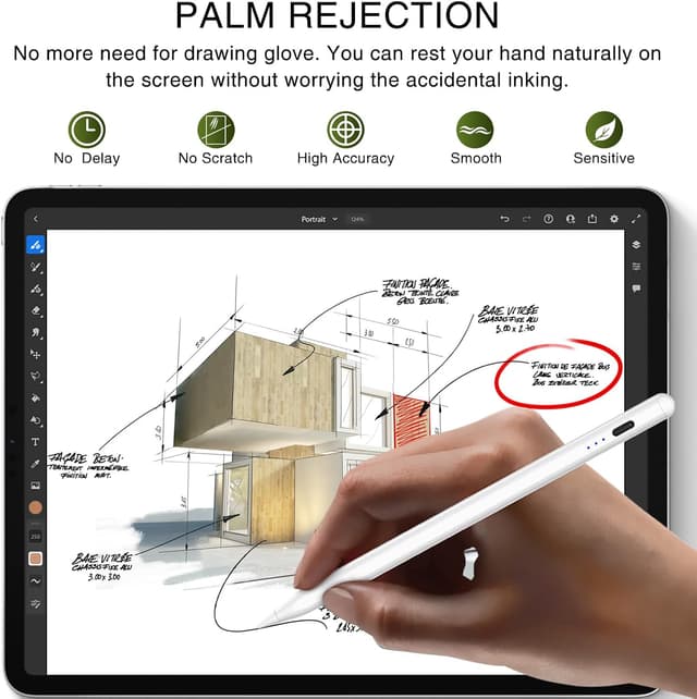 Detalle de HATOKU Pencil 1st Generation for iPad (2018–2025) with Tilt & Palm Rejection