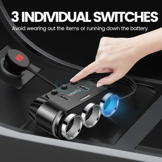 Thumbnail 3 de YANTU 150W car cigarette lighter splitter with USB ⚡