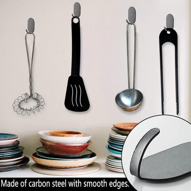 Detalle 2 de KAXIMON Self Adhesive Hooks White (10 pack) – extra strong sticky hooks for kitchen and bathroom