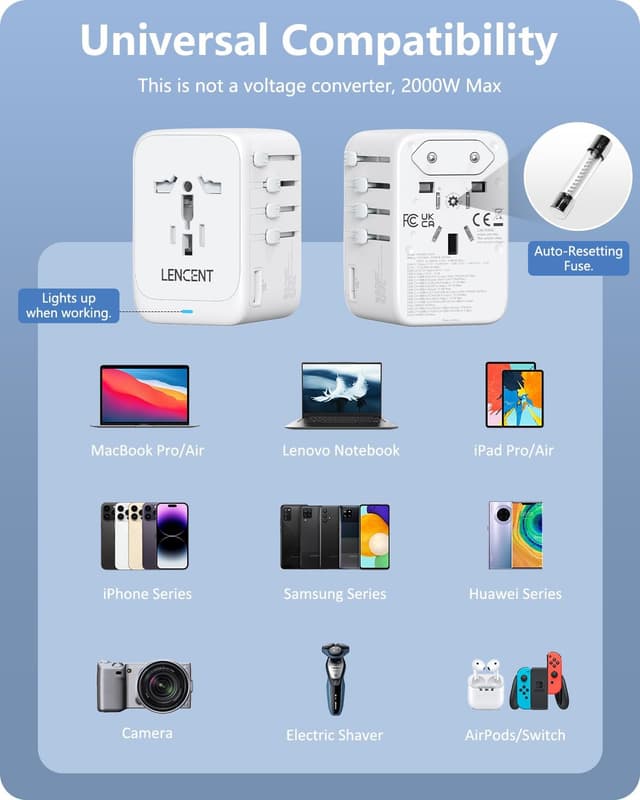 Thumbnail 4 de LENCENT Adaptador GAN 100W USB-C 4x C + USB-A