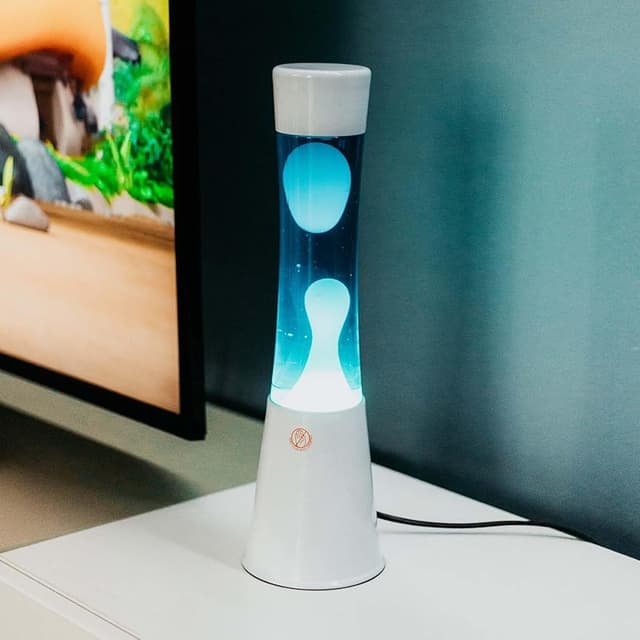 Detalle 2 de Fisura Lámpara de lava blanca y azul 39,5 cm 🛋