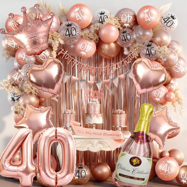 Imagen de Rose Gold 40th Birthday Decorations Kit en OfertitasTOP