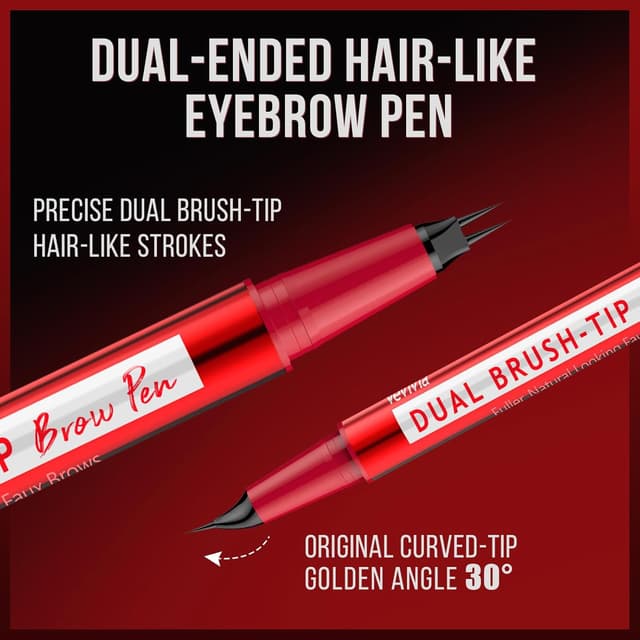 Detalle 2 de Vevivia Augenbrauenstift – Eyebrow Pen mit Dual-Brush-Tip & gebogener Spitze für bis zu 24 Stunden Halt, Dark Brown