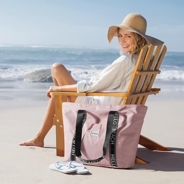 Detalle 2 de G4Free Strand-Tragetasche wasserdicht & sanddicht mit Umhängegurt – große Sporttasche für Damen
