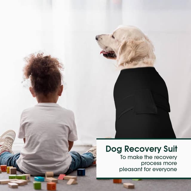 Detalle de Kuoser Dog Surgery Recovery Suit (Black XL) – post-op recovery onesie alternative to a cone
