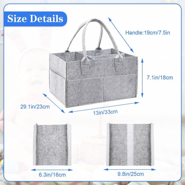 Detalle de Yueshop Grey Felt Baby Diaper Caddy Nursery Storage & Wipes Bag (Grey)