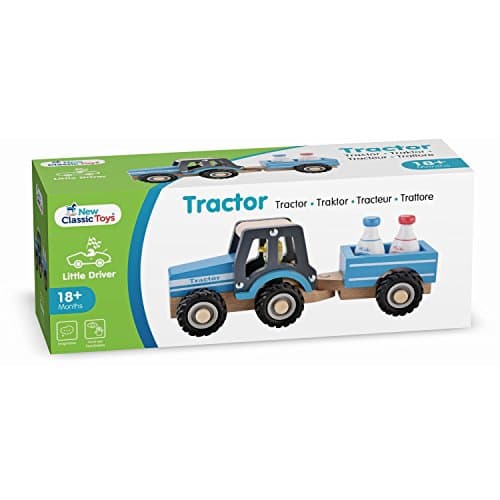Thumbnail 4 de New Classic Toys tracteur avec remorque, jouet en bois pour enfant, bleu đźšś