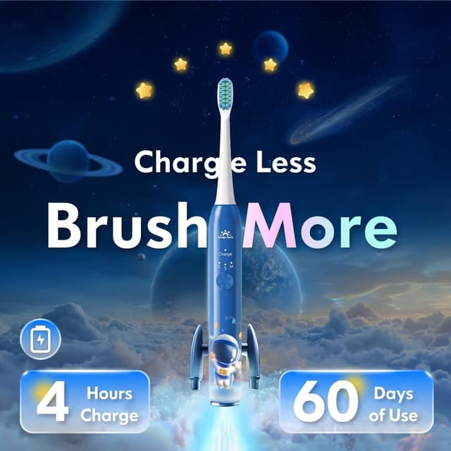Thumbnail 6 de Dada-Tech Kids Electric Toothbrush (Astronaut Blue) – Rechargeable, 3 Modes, 2-Min Timer & Stickers
