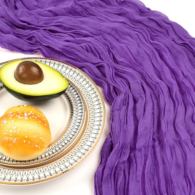 Detalle 1 de 6 Pack 10FT Purple Cheesecloth Table Runner (120 Inch) for Boho, Rustic Spring Parties & Weddings
