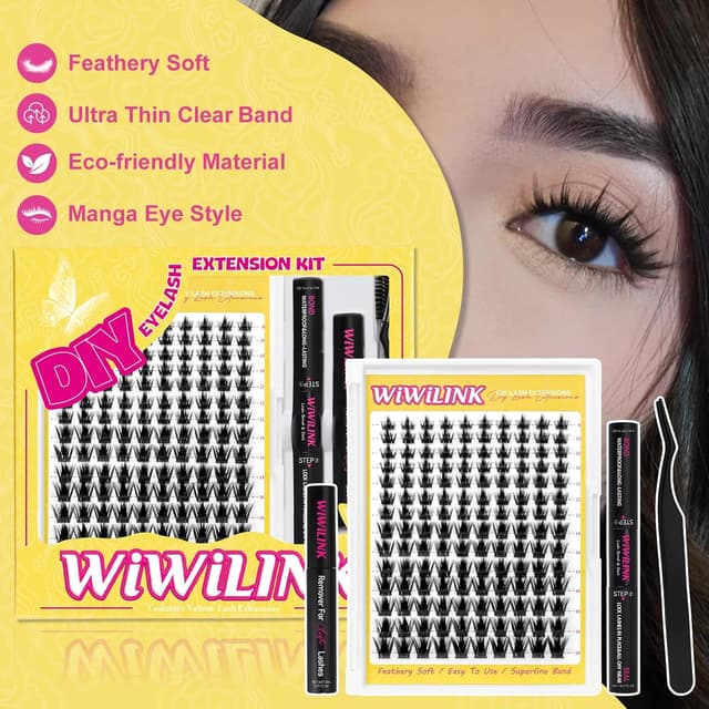 Detalle de WiWiLINK Lashes California Sunset Kit Lash Clusters (8–18mm) DIY Waterproof Manga Lash Spikes