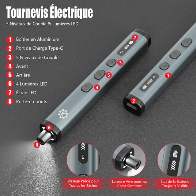 Detalle de Koeutoze mini tournevis électrique 78 en 1