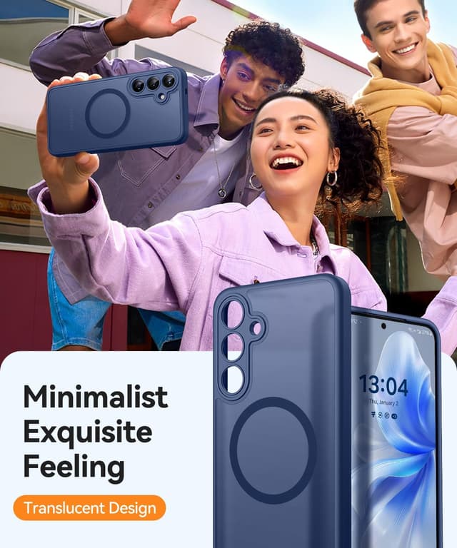 Detalle 2 de CANSHN Hülle für Samsung Galaxy S25 Plus mit Kameraschutz & MagSafe-Funktion (transluzent matt, dunkelblau)