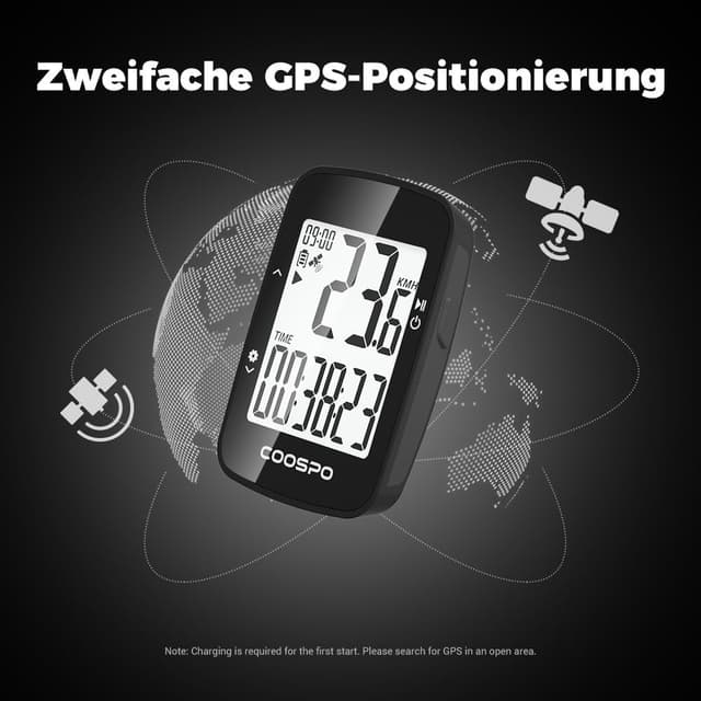 Detalle de CooSpo BC26 GPS-Fahrradcomputer kabellos mit Bluetooth 5.0/ANT+ und 2,3-Zoll-LCD