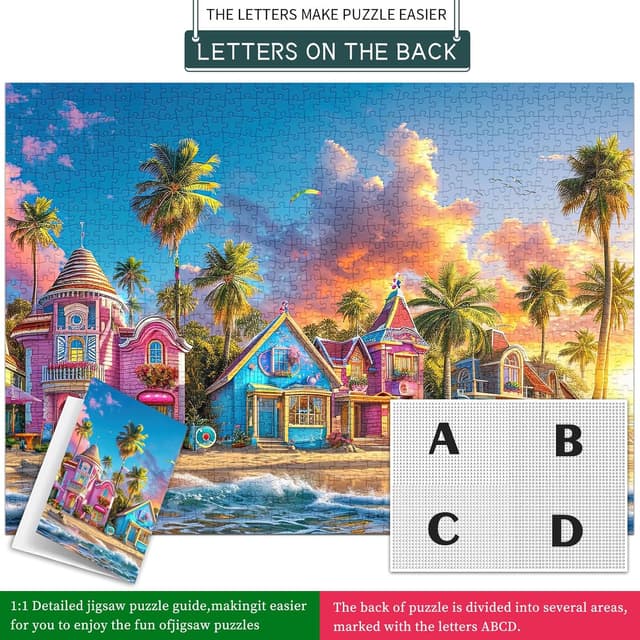 Detalle de Chalzidar Jigsaw Puzzles for Adults (1000 Pieces) Romantic Beach – 27.5×19.7 in