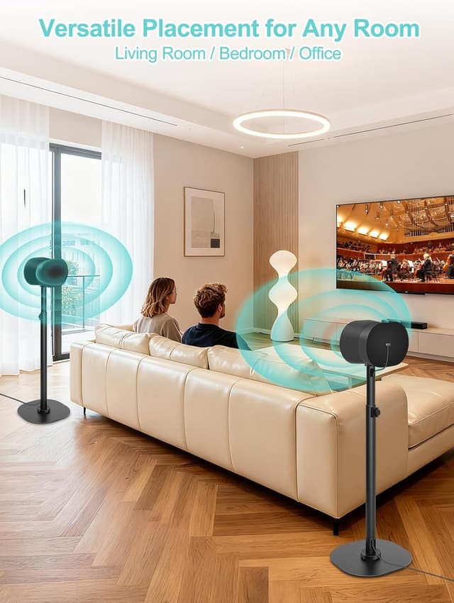 Thumbnail 6 de Haturi Speaker Stands Pair for Sonos ERA 100 & ERA 300 (Adjustable 22–42 in) with Cable Management