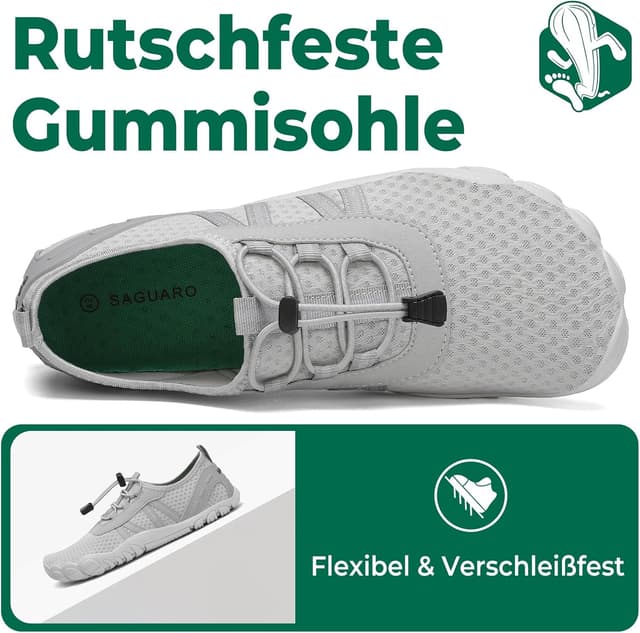 Detalle de SAGUARO Badeschuhe für Damen & Herren – schnelltrocknende Wasserschuhe mit rutschfester Sohle, Gr. 36–48
