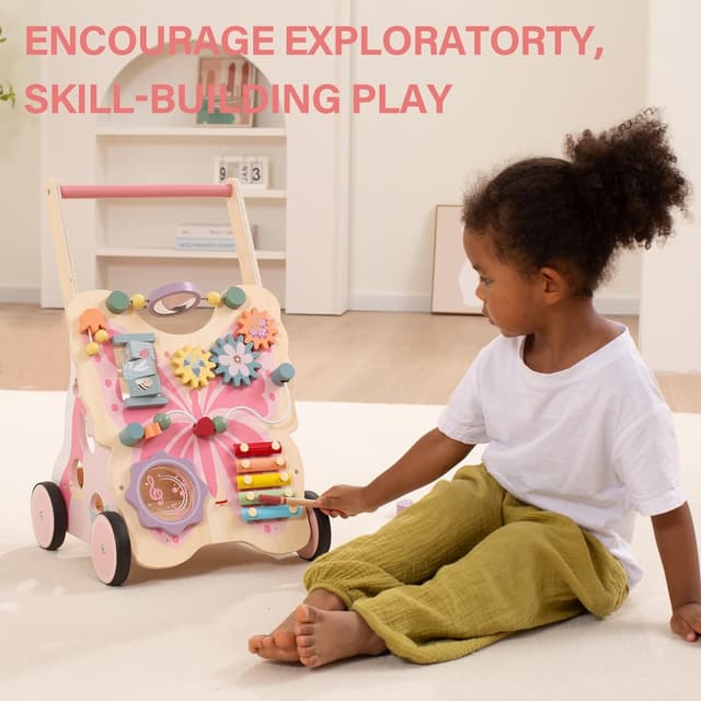 Thumbnail 5 de Giant bean Lauflernwagen aus Holz im Schmetterlingsdesign (rosa) – Baby Walker ab 1 Jahr für Mädchen und Jungen