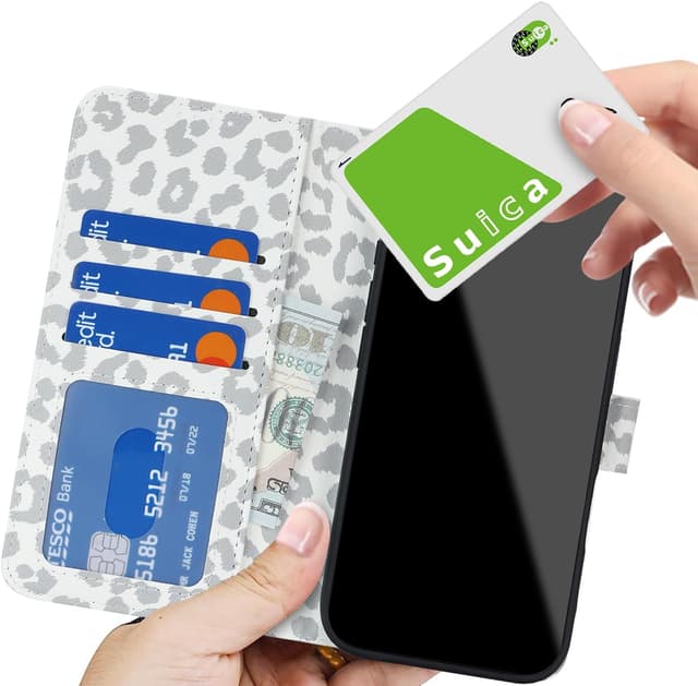 Thumbnail 2 de Zouzt PU leather wallet case for iPhone 17 Pro (6.3 inch) with card slots, cash pocket & kickstand (White Leopard)