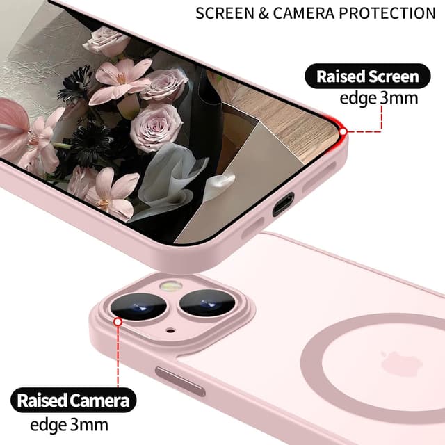 Detalle 2 de YUANDMI iPhone 14 Hülle magnetisch mit MagSafe, schlank & matt – Rosa