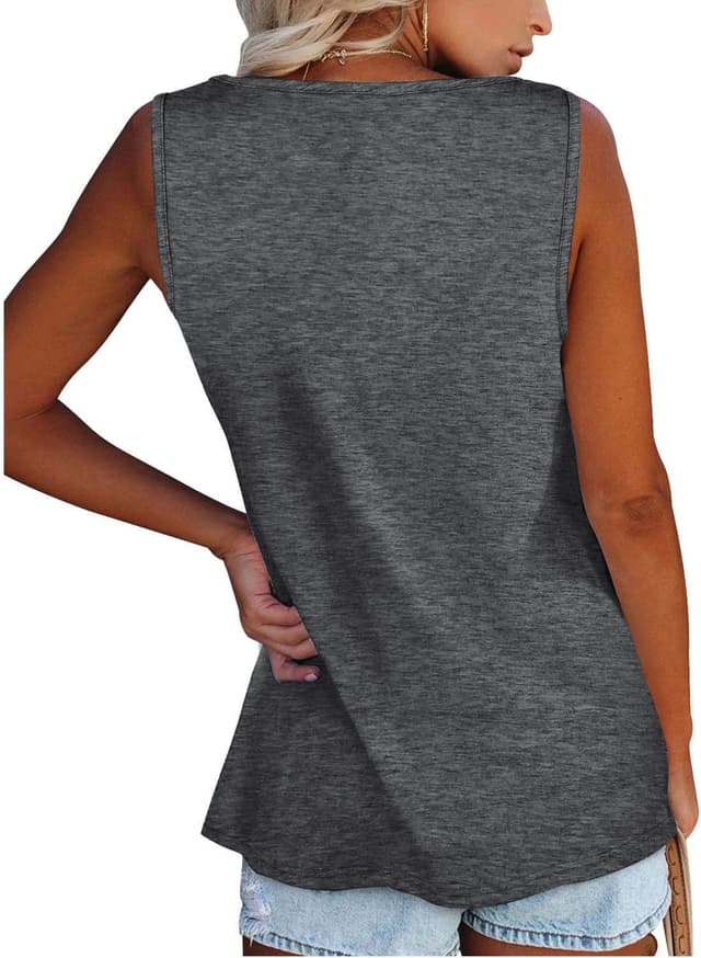 Detalle de iChunhua Women’s Button Up Scoop Neck Summer Tank Top Vest