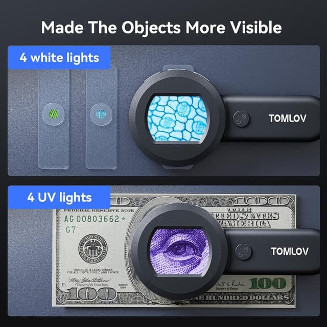 Thumbnail 4 de TOMLOV P10 100X handheld microscope with light 🔬
