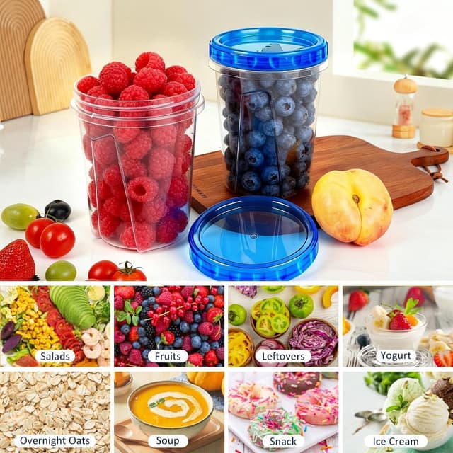 Thumbnail 6 de 15-Pack 34oz Reusable Freezer Storage Containers with Airtight Twist Lids (Quart Food Storage Set)