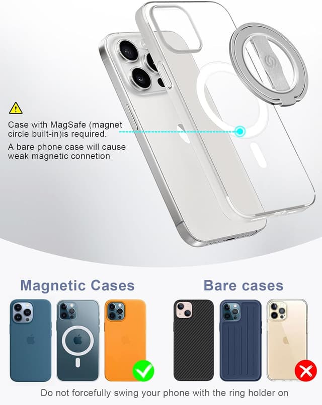 Detalle 2 de EWA MagOne 3rd Gen MagSafe-compatible phone grip stand with finger strap (Silver)