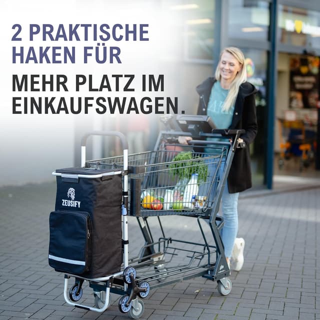 Detalle de Zeusify Einkaufstrolley XXL 50 l Kühlfach