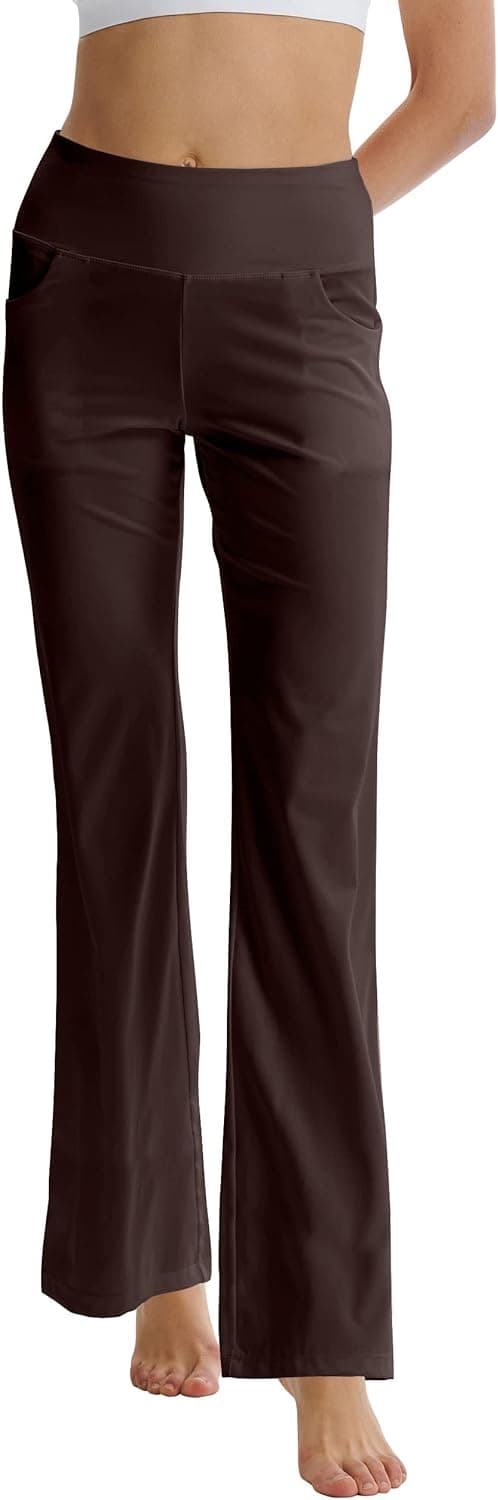 Thumbnail 2 de Laier Women's Red Yoga Pants with Pockets High Waist Flared Bootleg