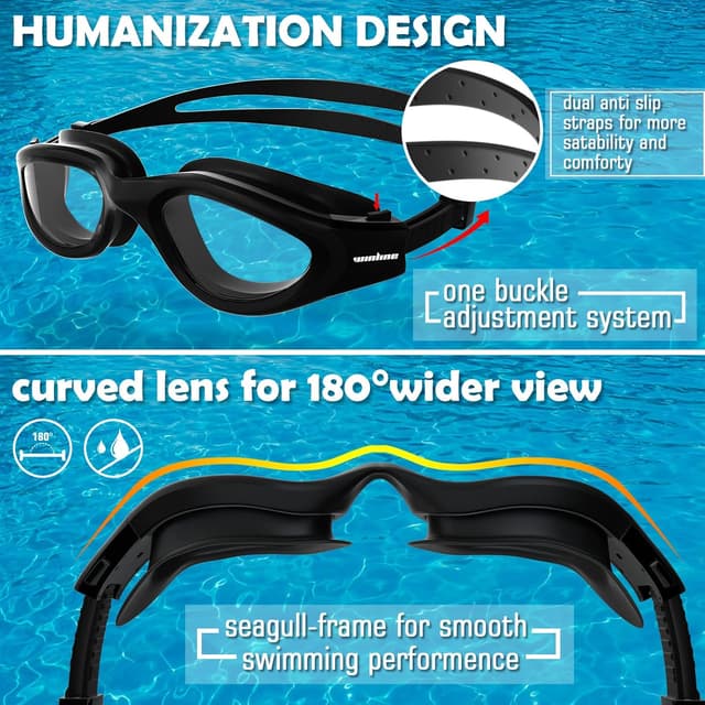 Detalle 1 de Winline Adult Swimming Goggles – Open Water anti-fog UV goggles with clear PC lenses