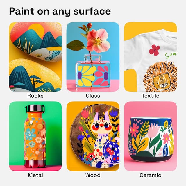 Detalle 2 de Artistro Acrylstifte mit Doppelspitze (Punkt + Pinsel), 48er Set für Stoff, Steine, Papier, Holz & mehr