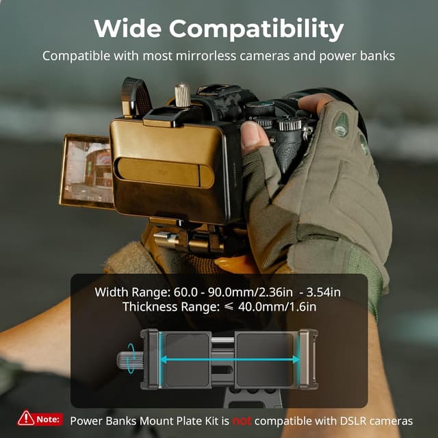Detalle 1 de SMALLRIG Power Banks-Montageplatten-Kit 4695 – Powerbank-Halterung mit Dual-Schnellwechsel für arca-swiss