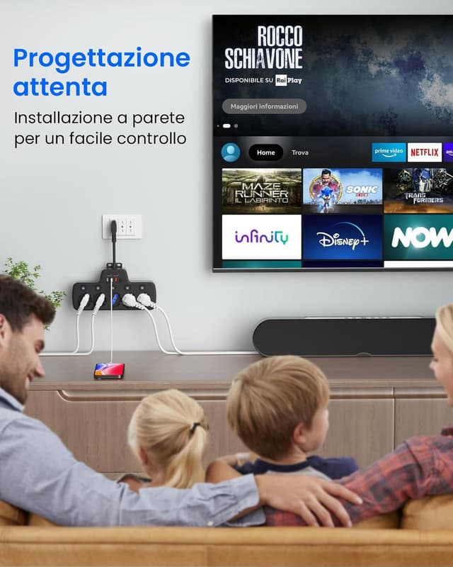 Thumbnail 6 de Ciabatta multipresa elettrica 5 prese Schuko 16A