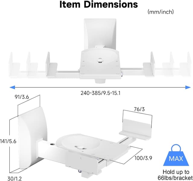 Detalle 2 de suptek SPM201XLW Lautsprecher-Wandhalterung 30 kg